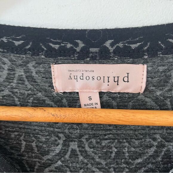 Philosophy Black Gray Textured French Quarter Pattern Long Sleeve T-Shirt - Picture 3 of 7